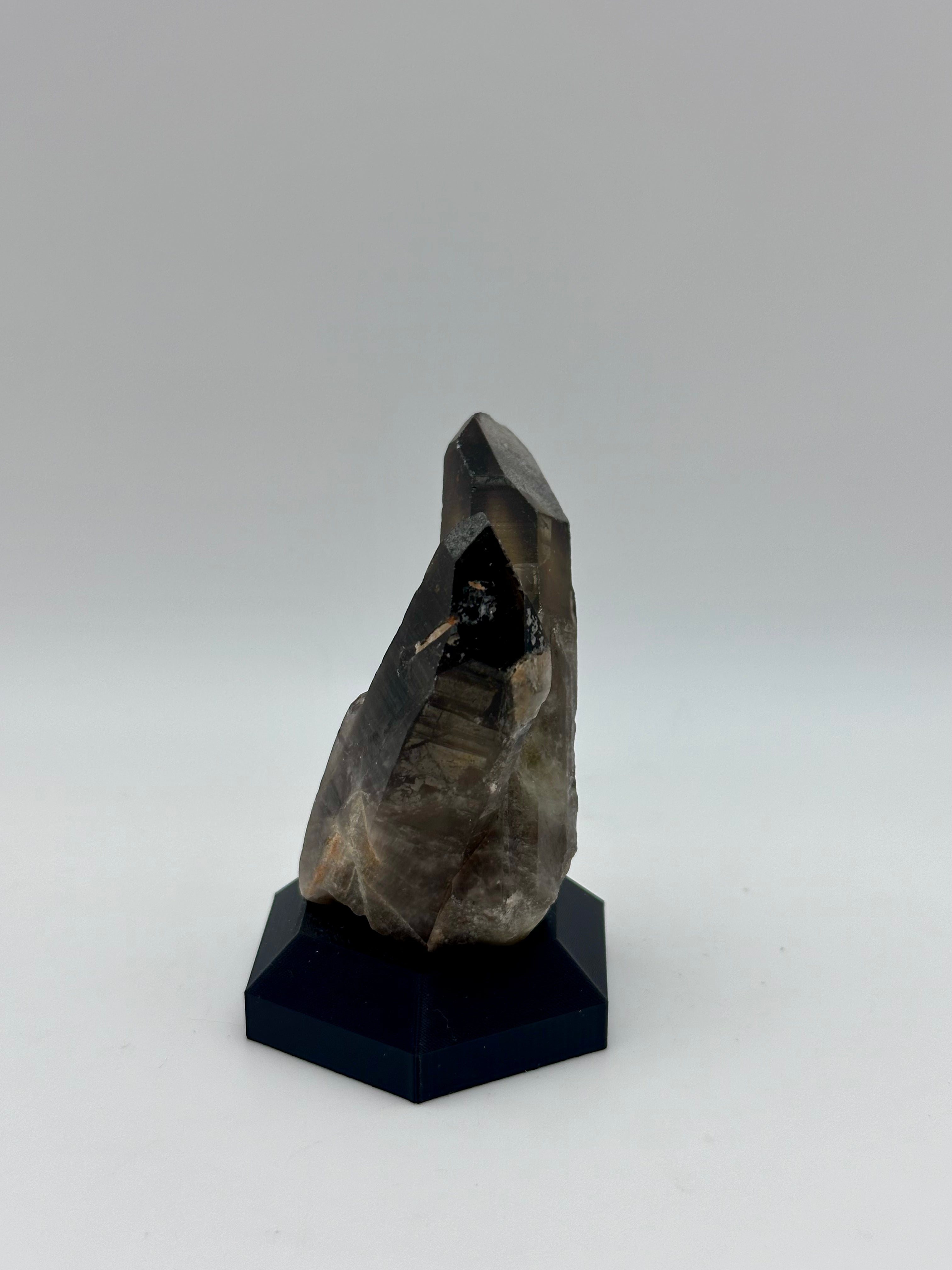 Smoky Quartz Crystal Cluster on Custom Black Hex Base