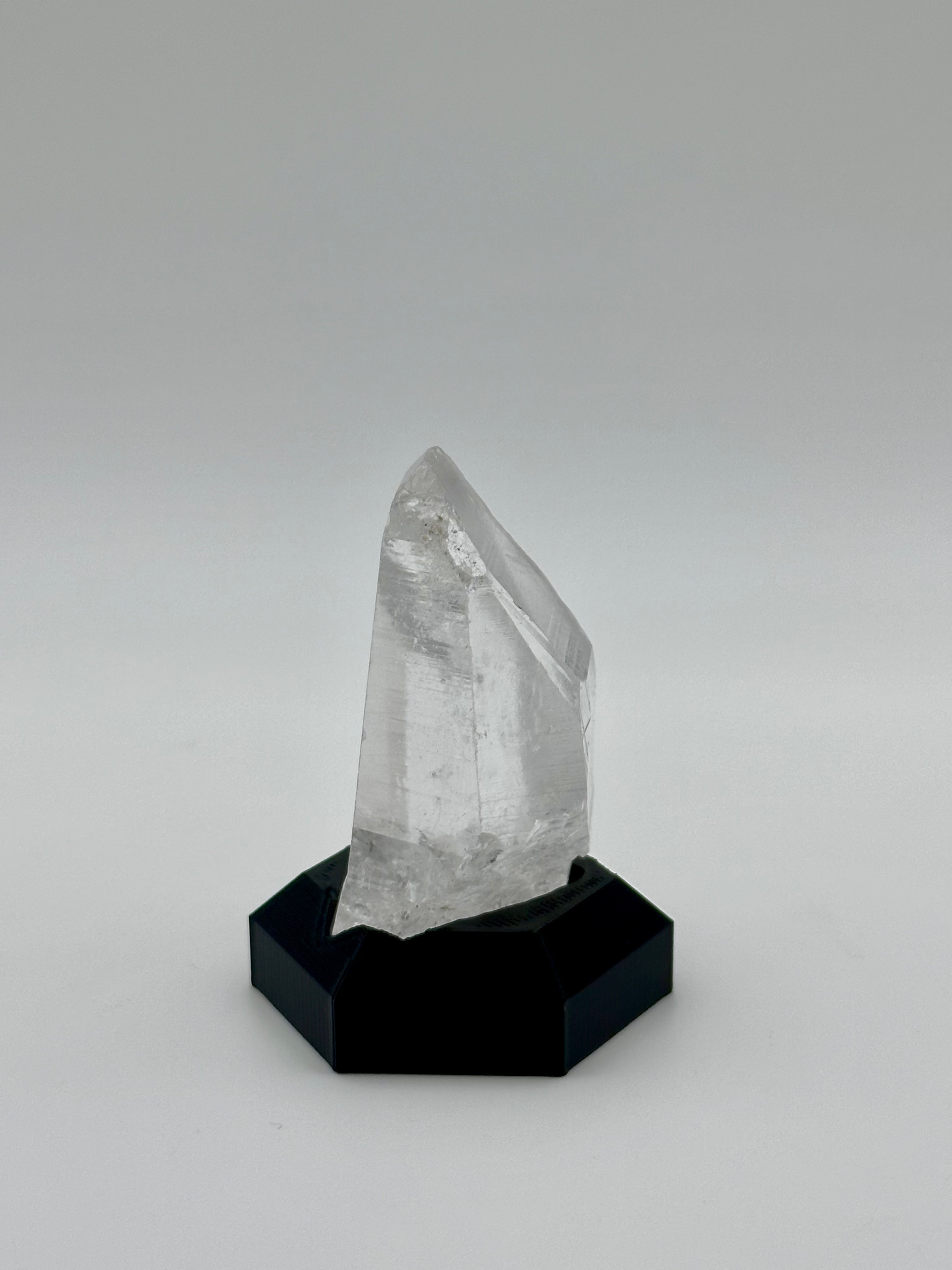 Natural Quartz Crystal Point on Custom Black Hex Base