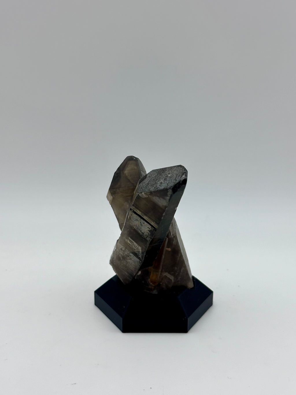 Smoky Quartz Crystal Cluster on Custom Black Hex Base