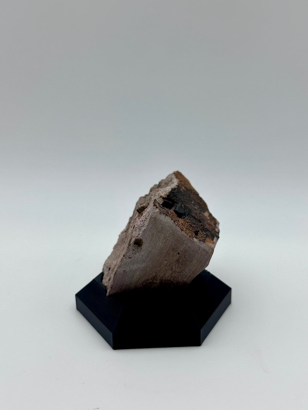 Garnet in Matrix on Custom Black Hex Base