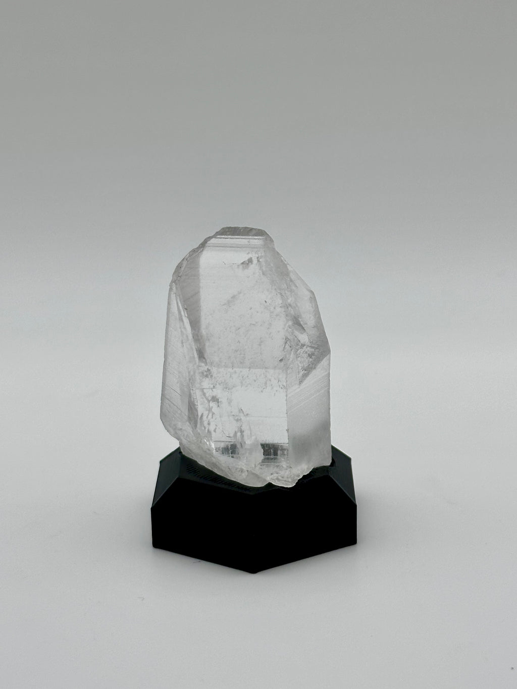 Natural Quartz Crystal Point on Custom Black Hex Base