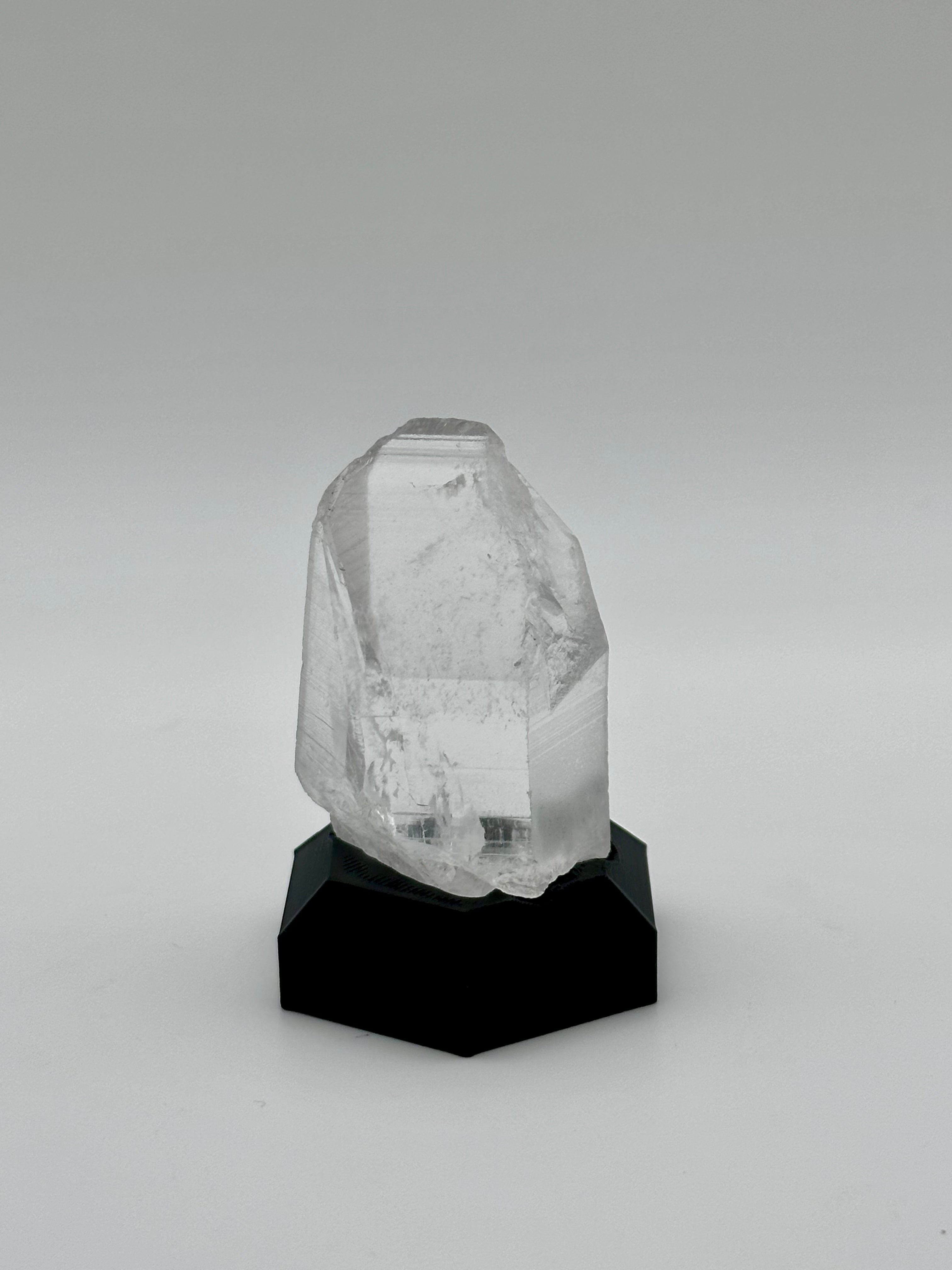 Natural Quartz Crystal Point on Custom Black Hex Base