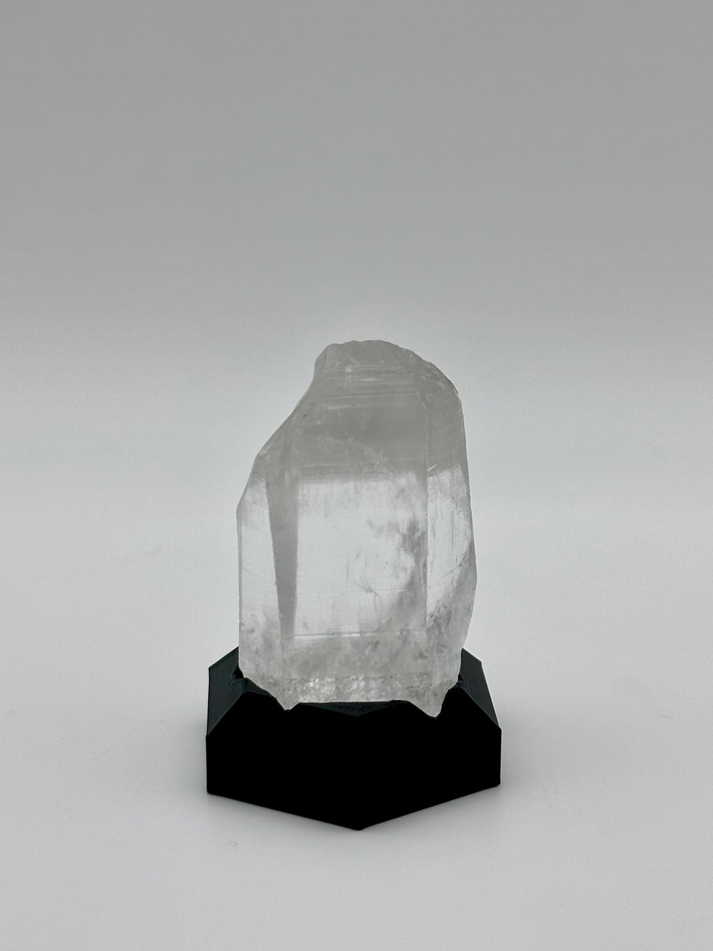 Natural Quartz Crystal Point on Custom Black Hex Base