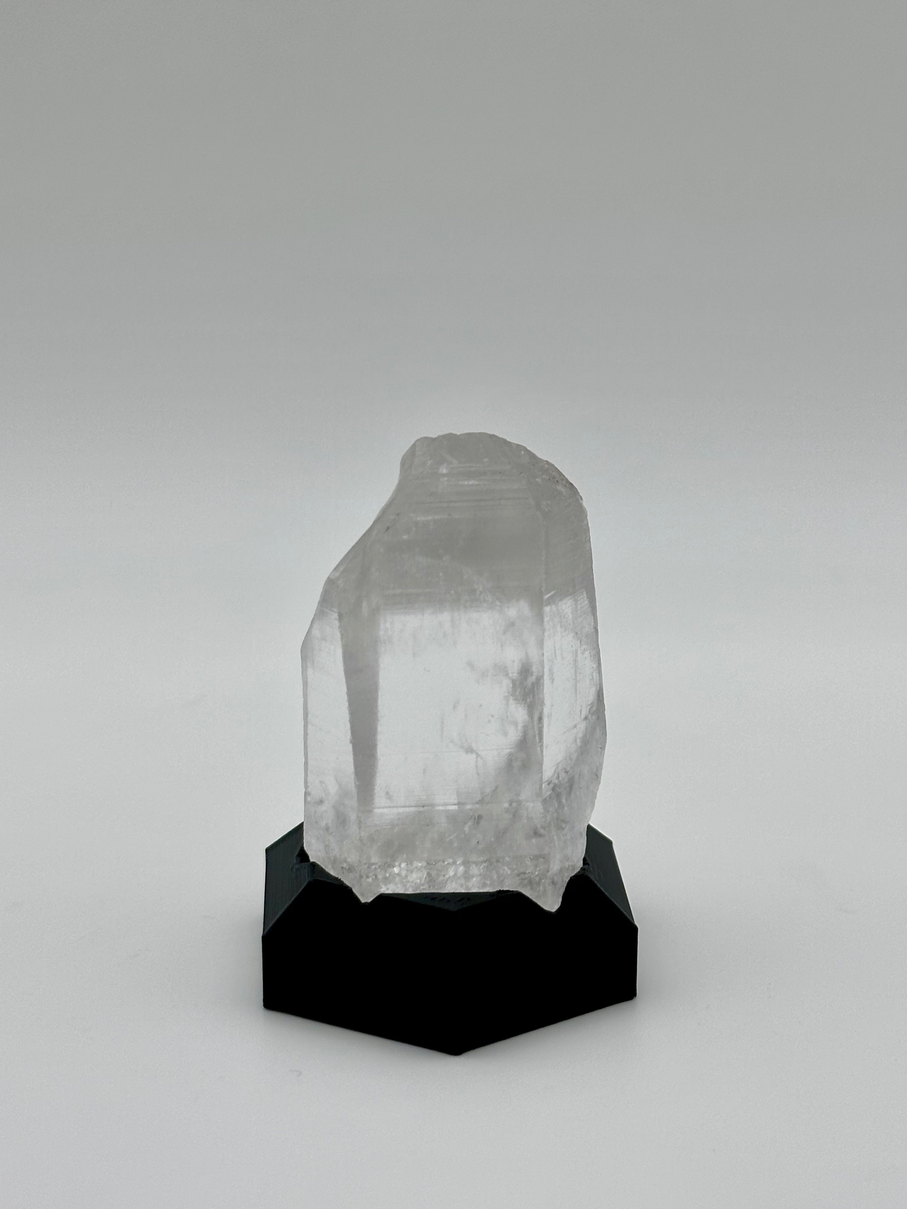 Natural Quartz Crystal Point on Custom Black Hex Base