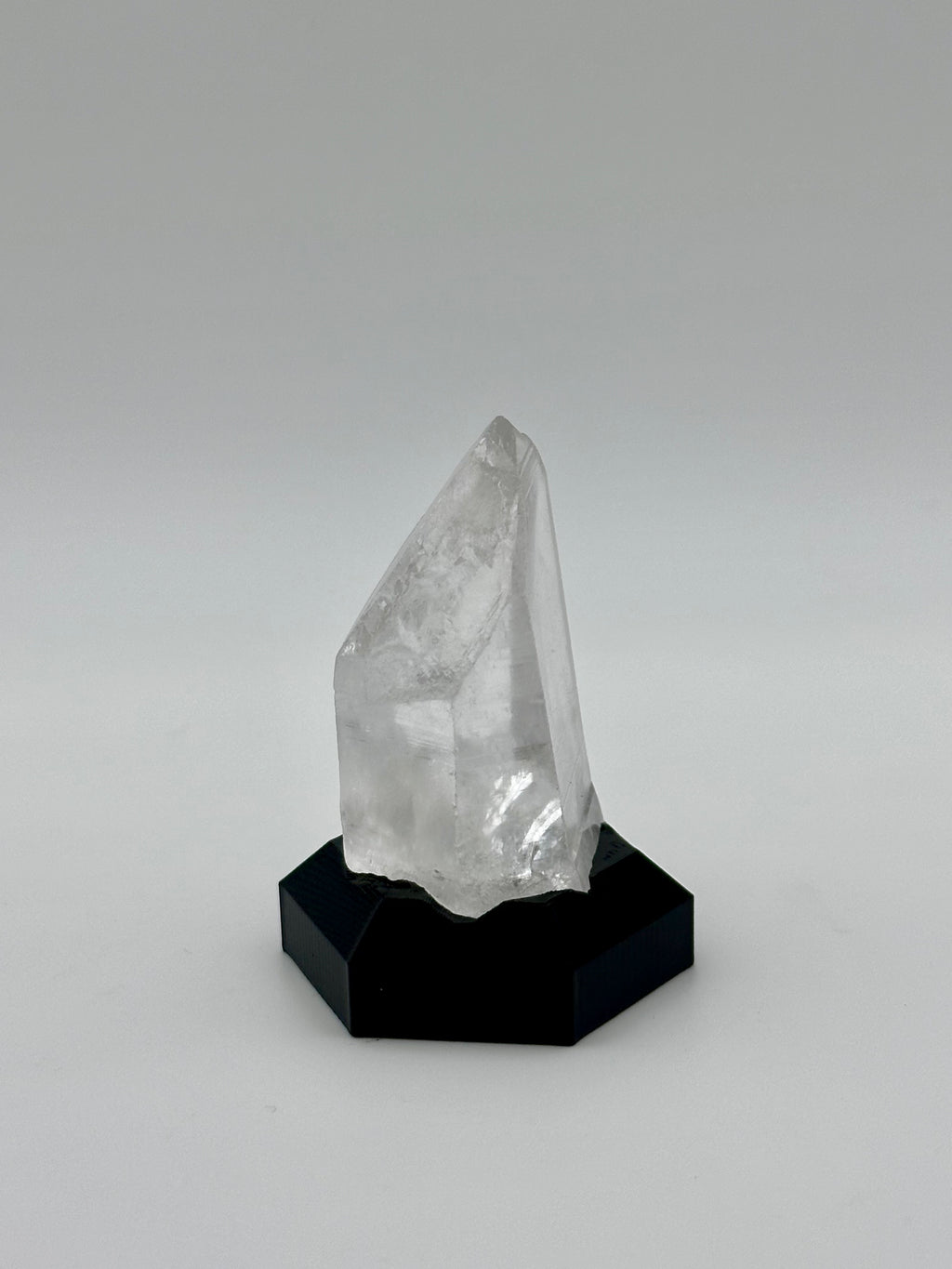 Natural Quartz Crystal Point on Custom Black Hex Base