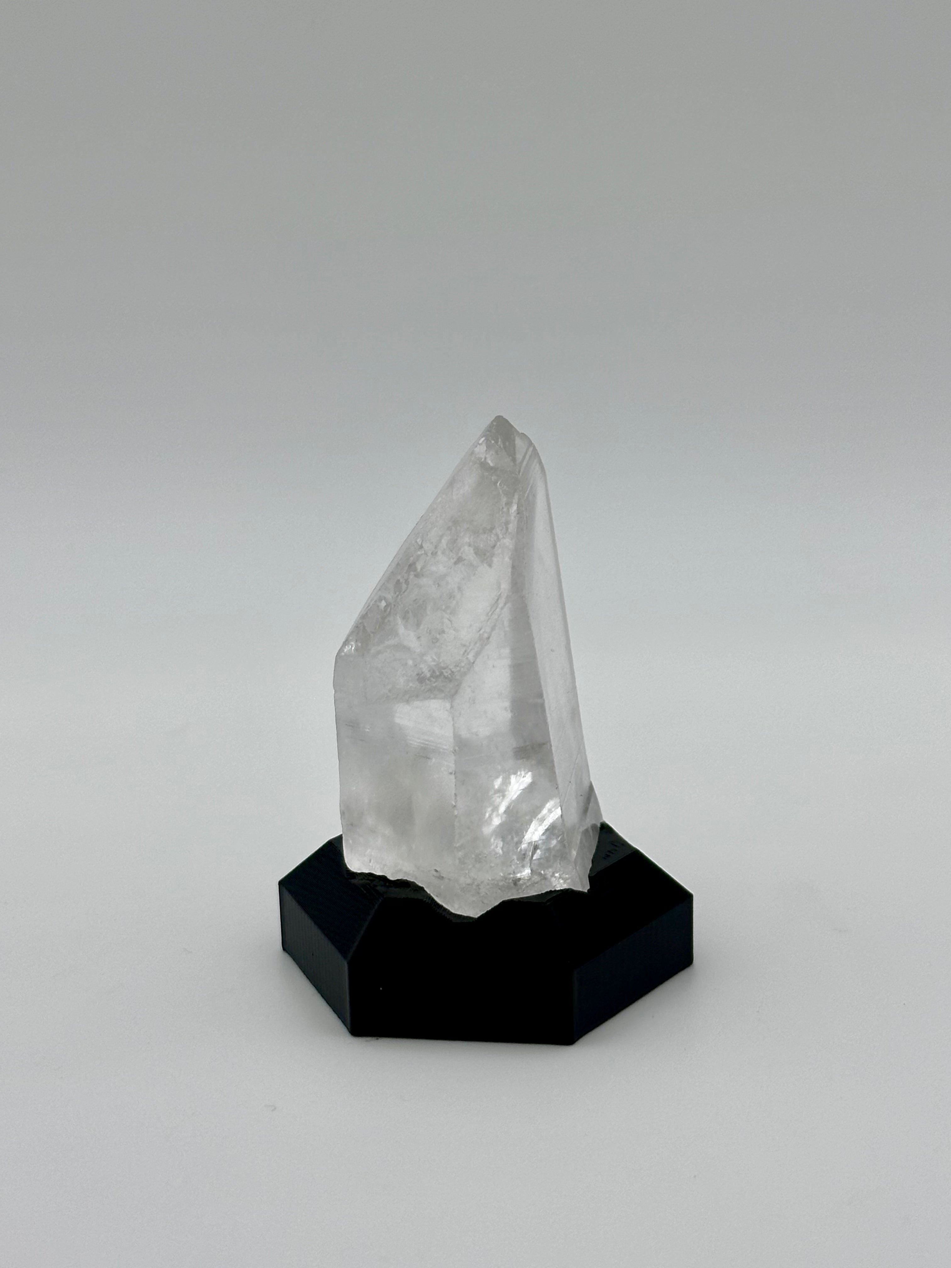 Natural Quartz Crystal Point on Custom Black Hex Base