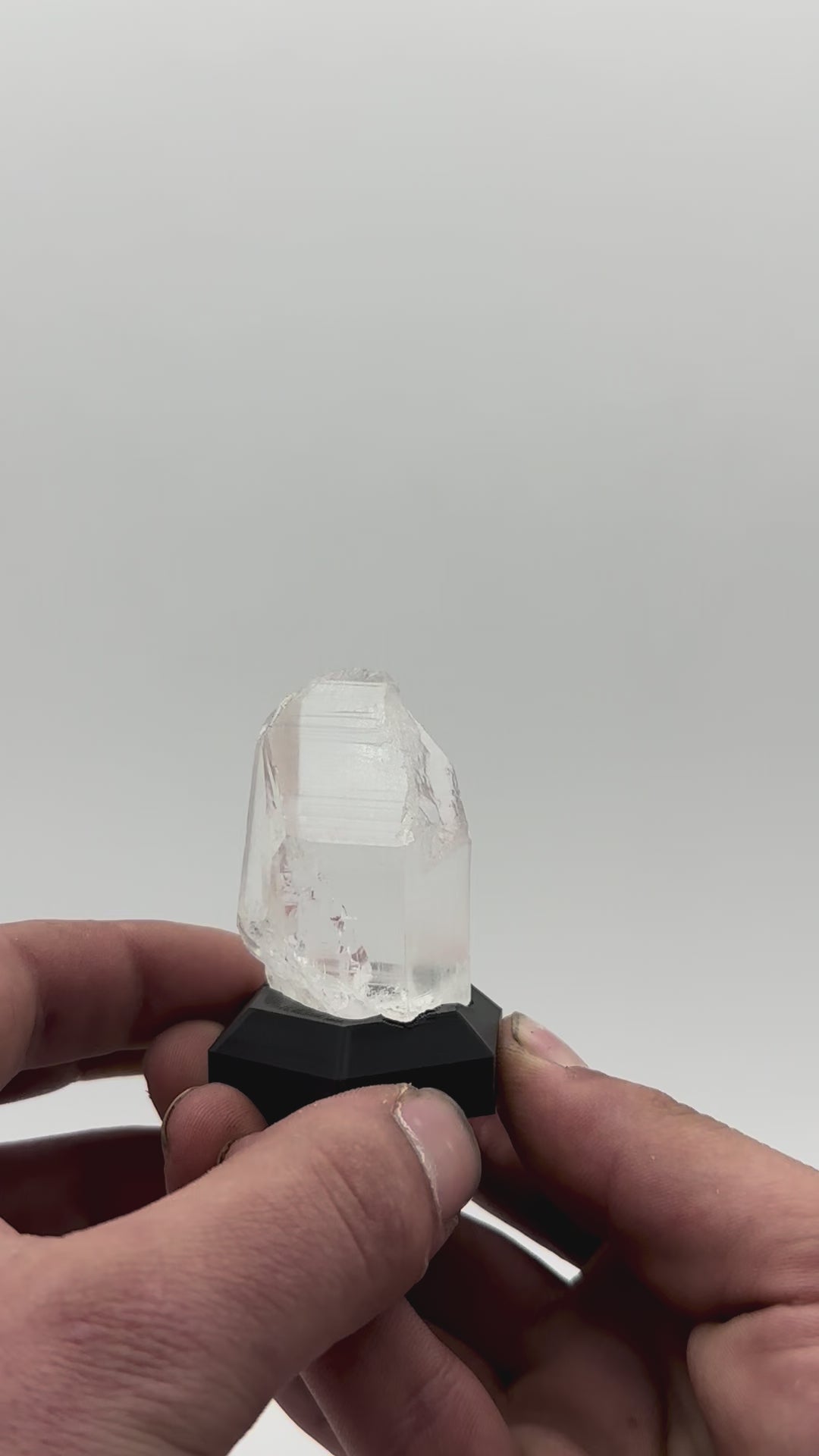 Natural Quartz Crystal Point on Custom Black Hex Base